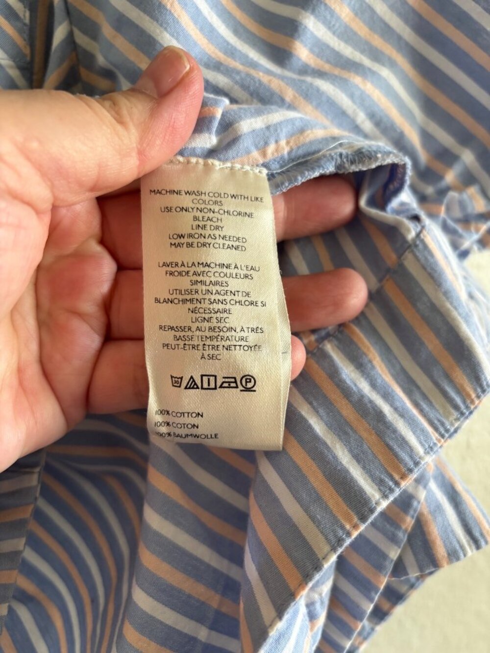 Anthropologie Maeve Zooey Bubble Sleeve Striped Blouse XL Cotton Blue Pink - Picture 6 of 13